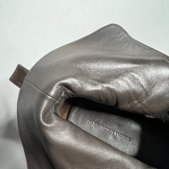 Alexander Wang Moto Boots Size 41 Women's Dark Brown And Black Leather Booties - Picture 8 of 11